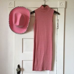 SOLD Red and white striped bodycon dress